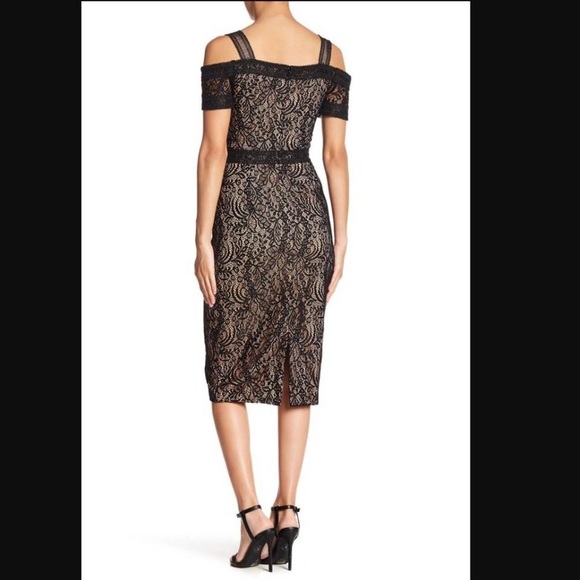 Rachel Rachel Roy Cold Shoulder Floral Lace Midi Dress In Black Size 0 Brand NEW - Picture 3 of 8